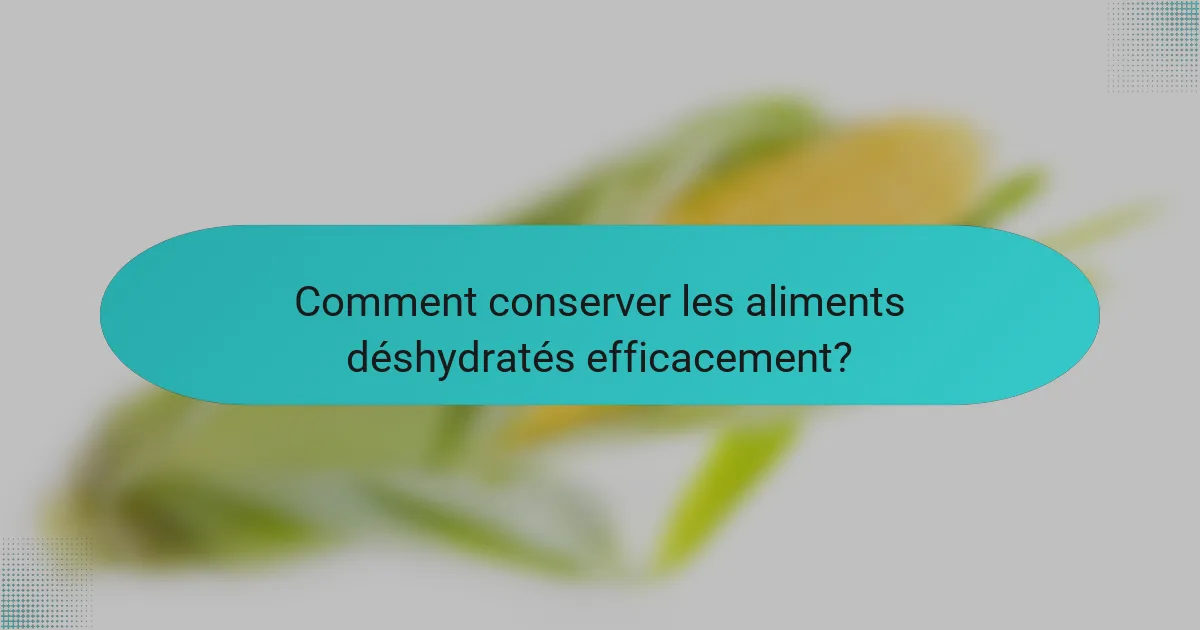 Comment conserver les aliments déshydratés efficacement?