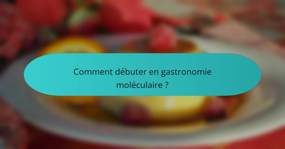 Comment débuter en gastronomie moléculaire ?