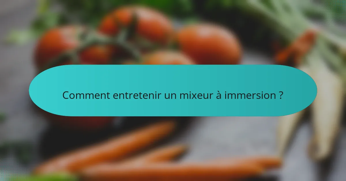 Comment entretenir un mixeur à immersion ?