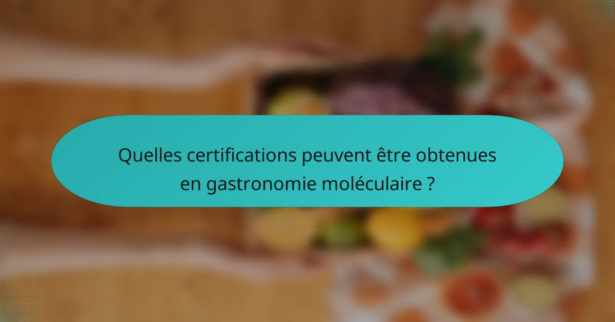 Quelles certifications peuvent être obtenues en gastronomie moléculaire ?