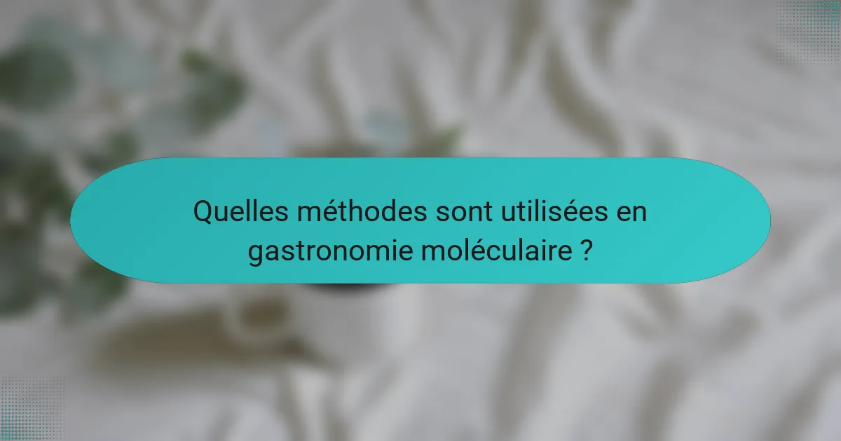 Quelles méthodes sont utilisées en gastronomie moléculaire ?