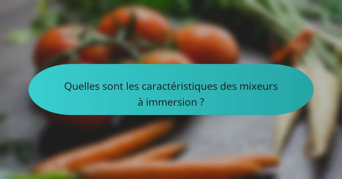 Quelles sont les caractéristiques des mixeurs à immersion ?