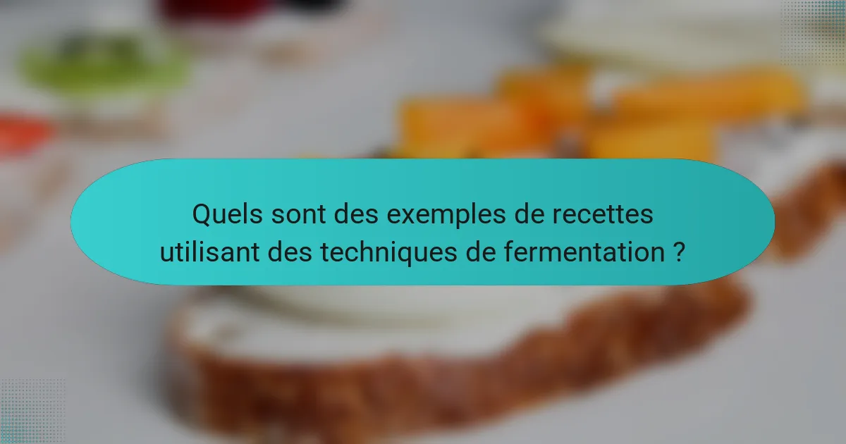 Quels sont des exemples de recettes utilisant des techniques de fermentation ?