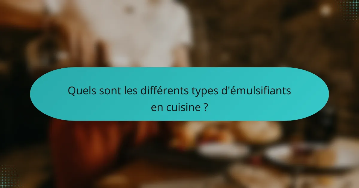 Quels sont les différents types d'émulsifiants en cuisine ?