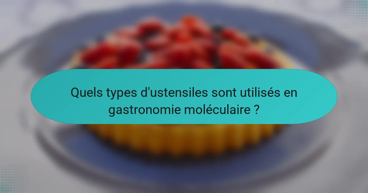 Quels types d'ustensiles sont utilisés en gastronomie moléculaire ?