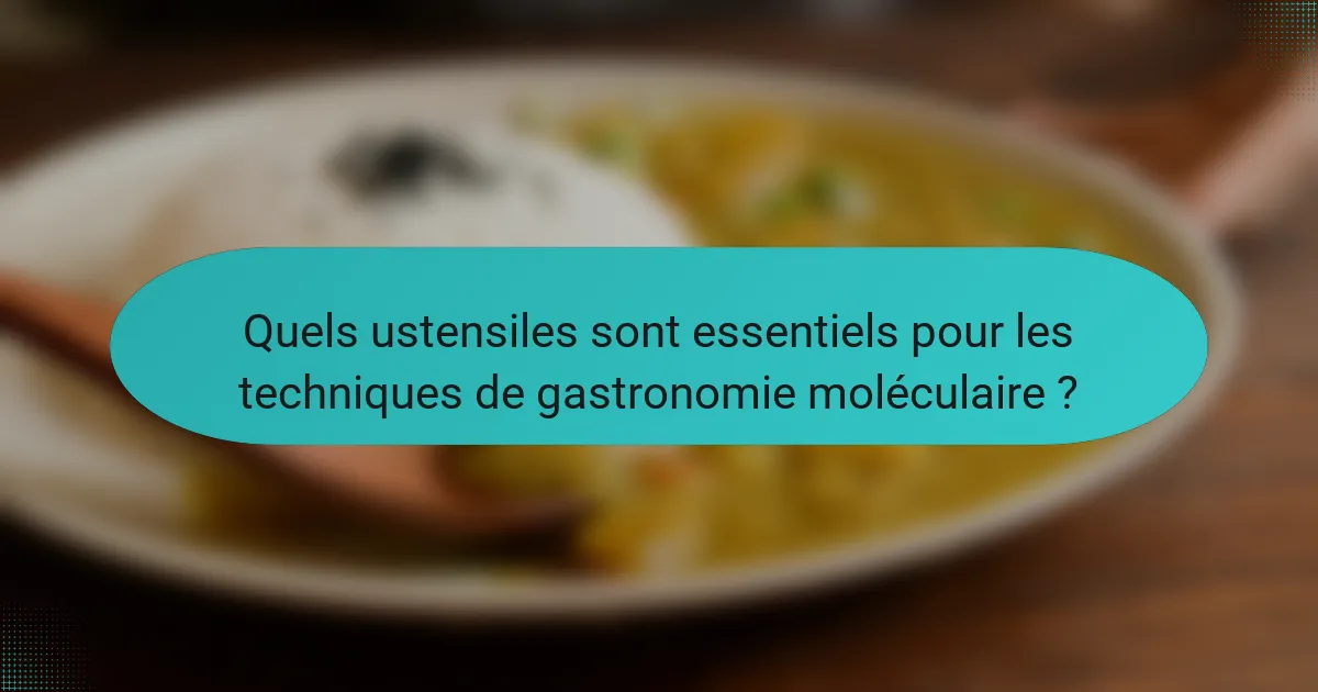 Quels ustensiles sont essentiels pour les techniques de gastronomie moléculaire ?