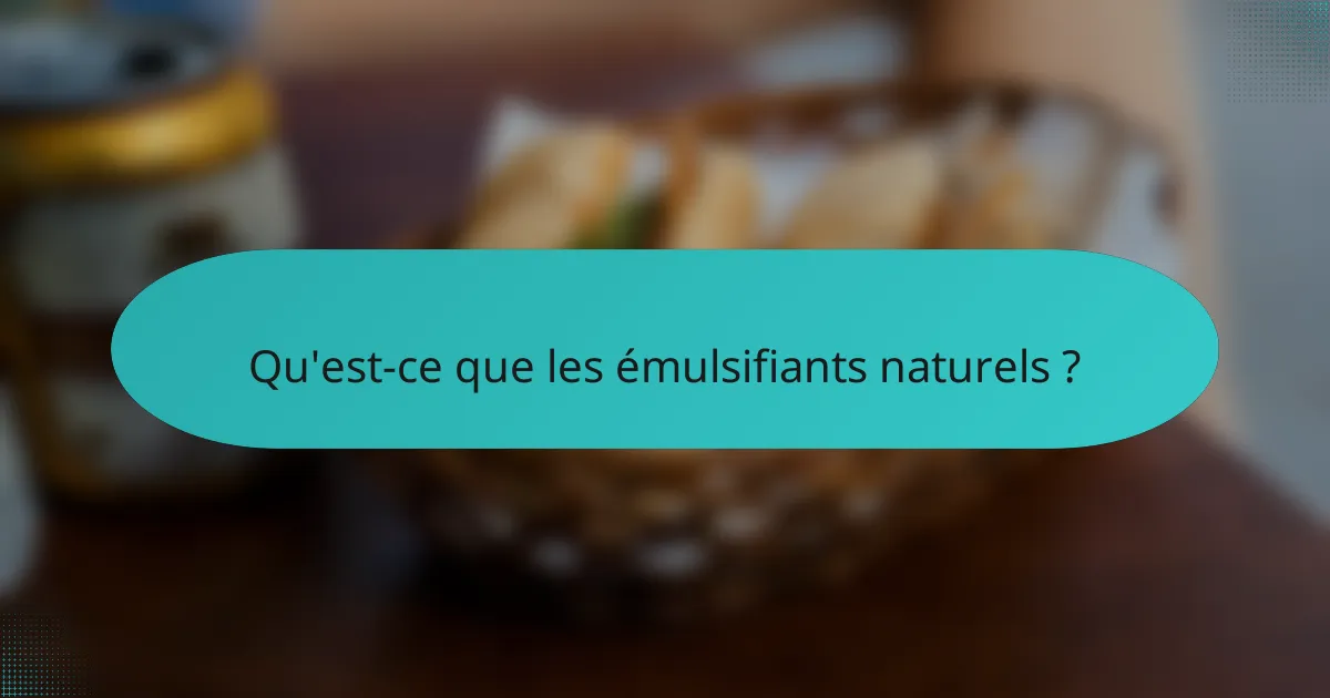 Qu'est-ce que les émulsifiants naturels ?
