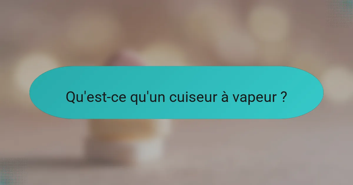Qu'est-ce qu'un cuiseur à vapeur ?